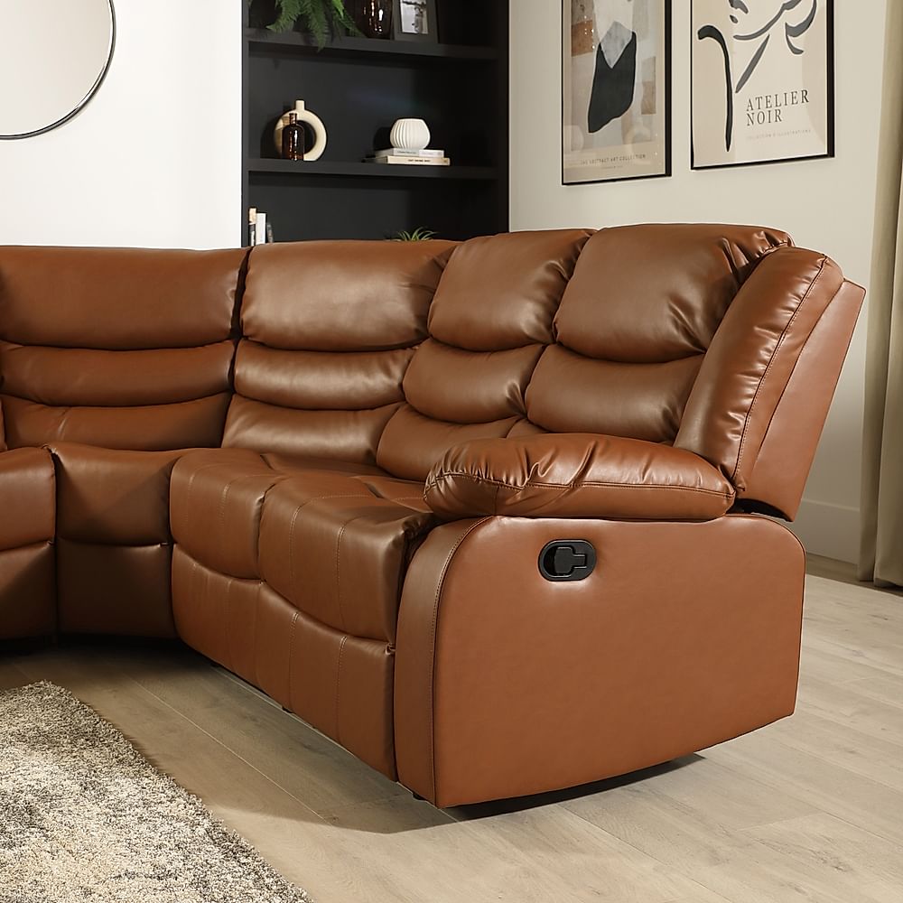 Sorrento Recliner Corner Sofa Tan Classic Faux Leather Only