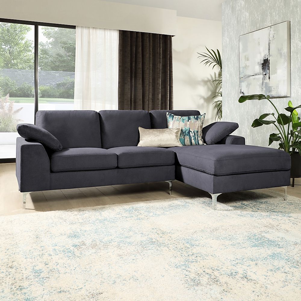Valencia L-Shape Corner Sofa, Right-Hand Facing, Slate Grey Classic Plush Fabric