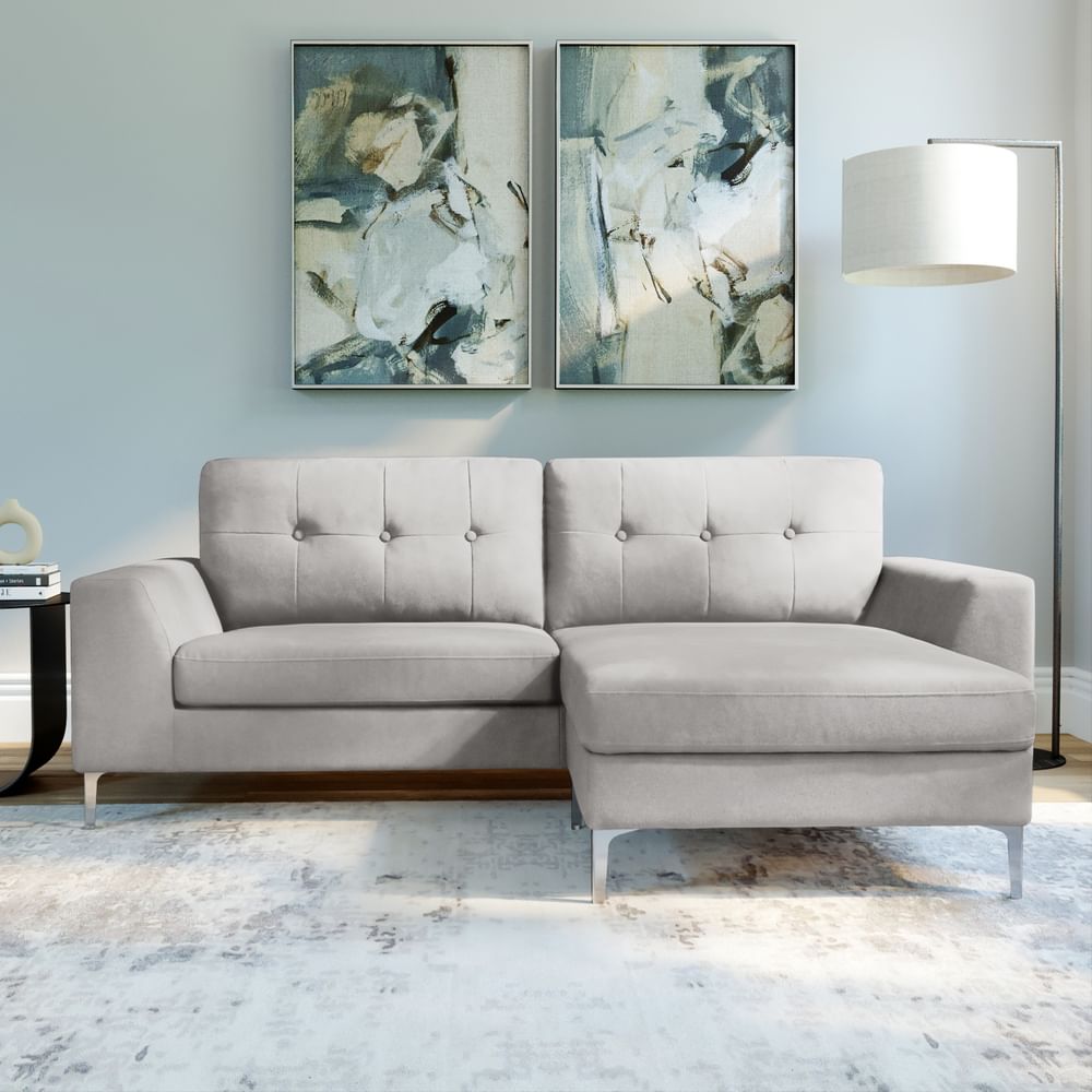 Senza L Shape Corner Sofa Dove Grey Classic Plush Fabric Only