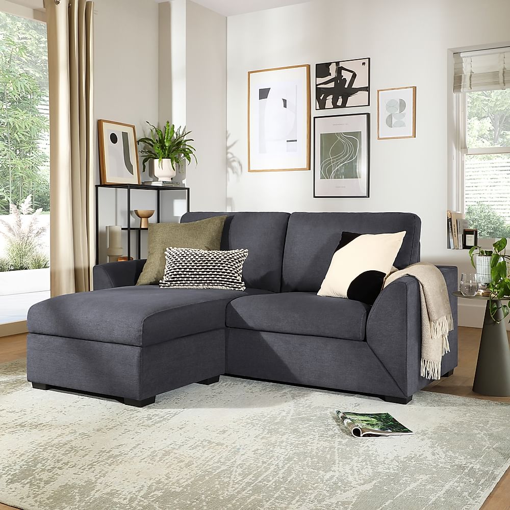 Bailey L-Shape Corner Sofa, Slate Grey Classic Plush Fabric