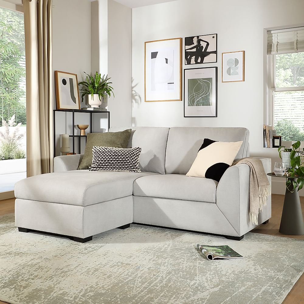 Bailey L-Shape Corner Sofa, Dove Grey Classic Plush Fabric