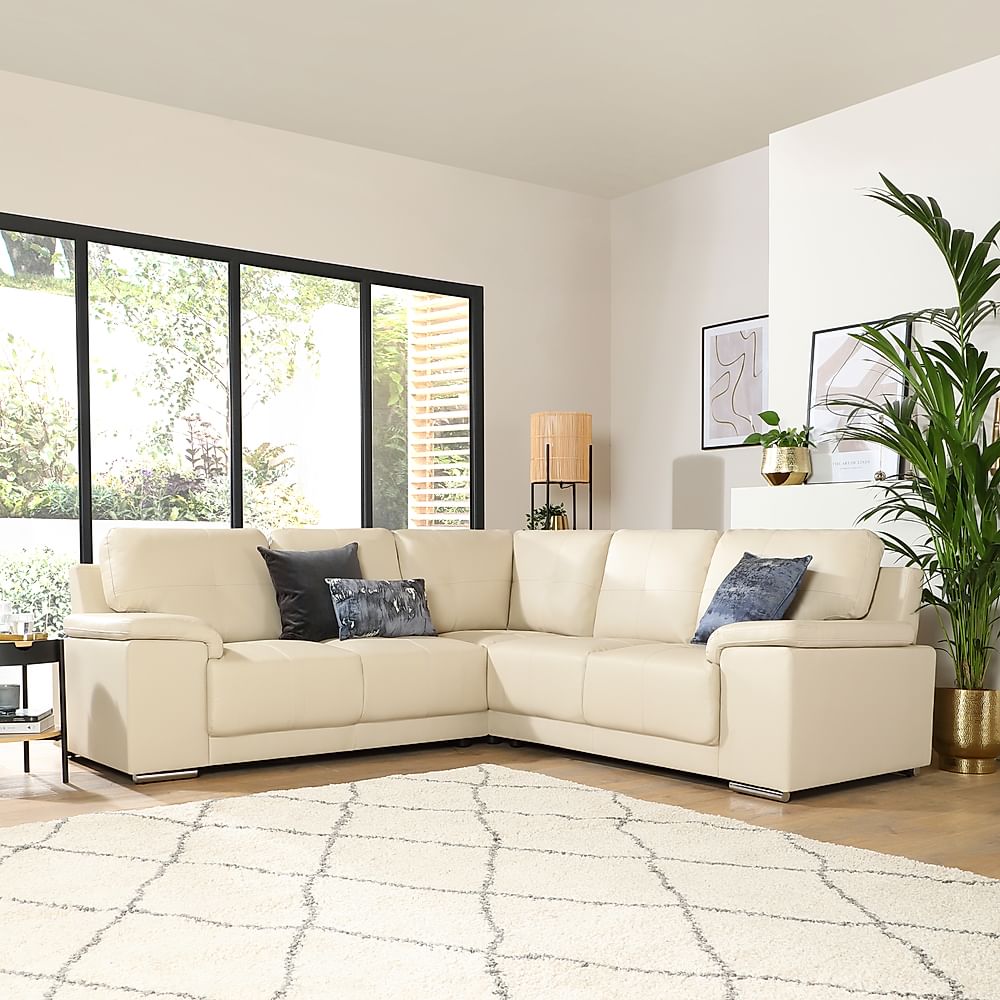 Kansas Corner Sofa, Ivory Premium Faux Leather