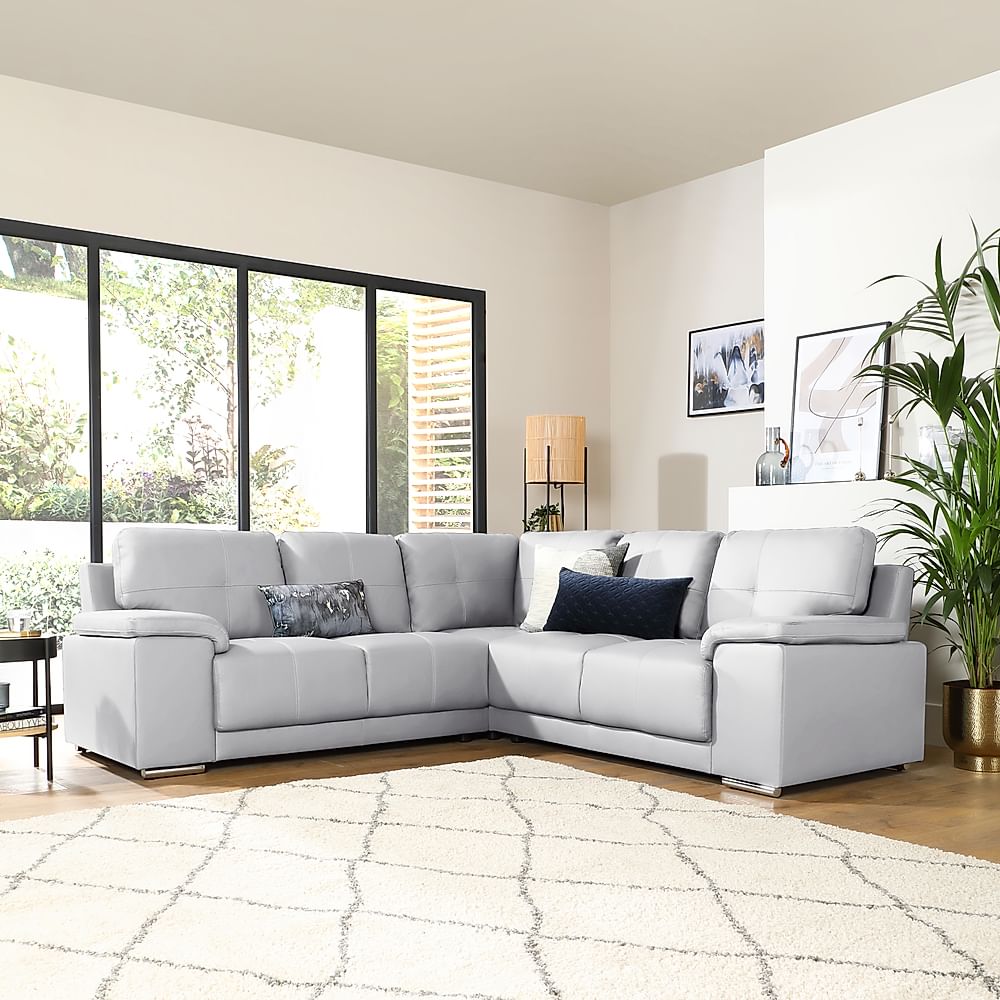 Kansas Corner Sofa, Light Grey Premium Faux Leather