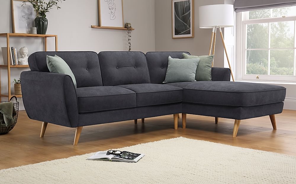 Harlow L-Shape Corner Sofa, Right-Hand Facing, Slate Grey Classic Plush Fabric