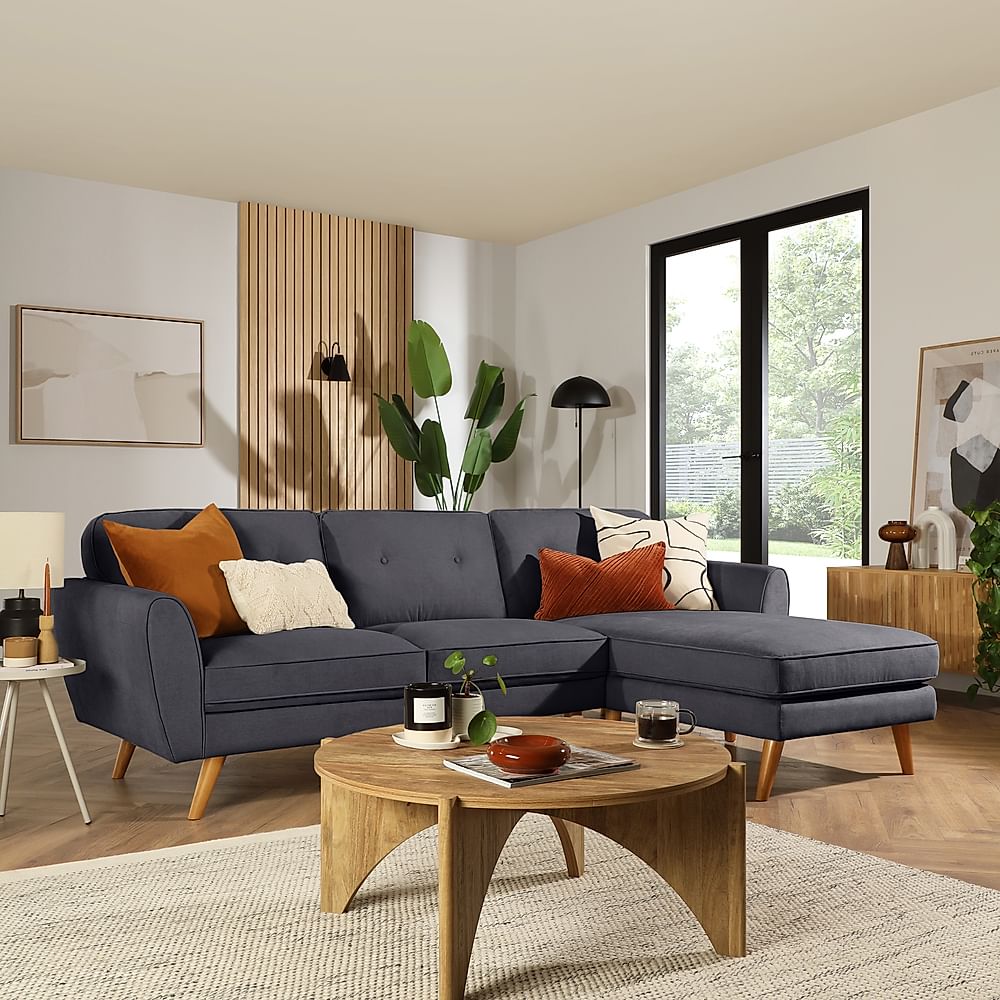 Harlow L Shape Corner Sofa Right Hand Facing Slate Grey Classic Plush Fabric Only 899.99 Furniture And Choice