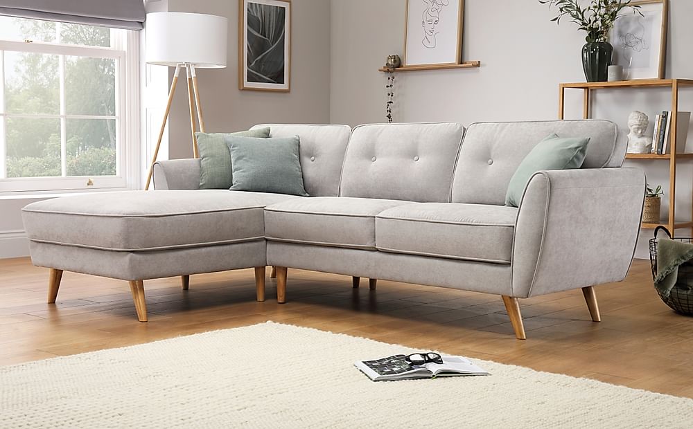 Harlow L-Shape Corner Sofa, Left-Hand Facing, Dove Grey Classic Plush Fabric