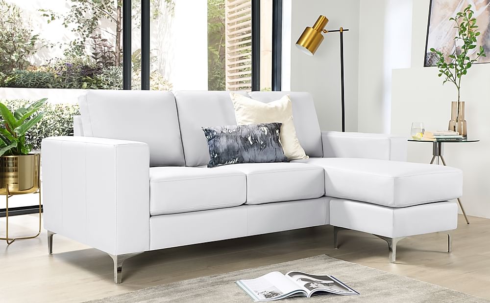 Baltimore L-Shape Corner Sofa, White Premium Faux Leather