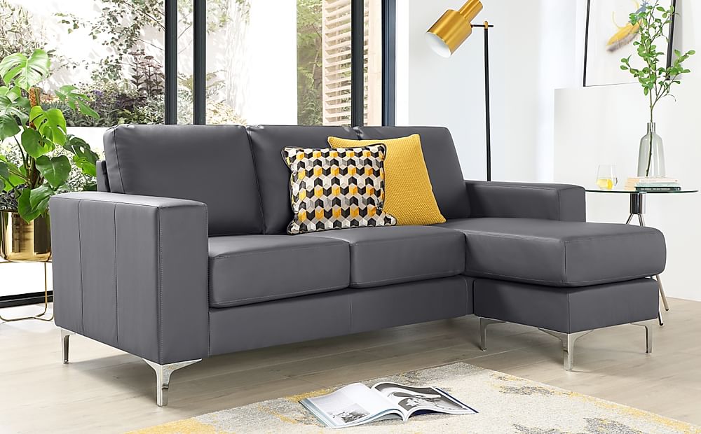 Baltimore L-Shape Corner Sofa, Grey Premium Faux Leather