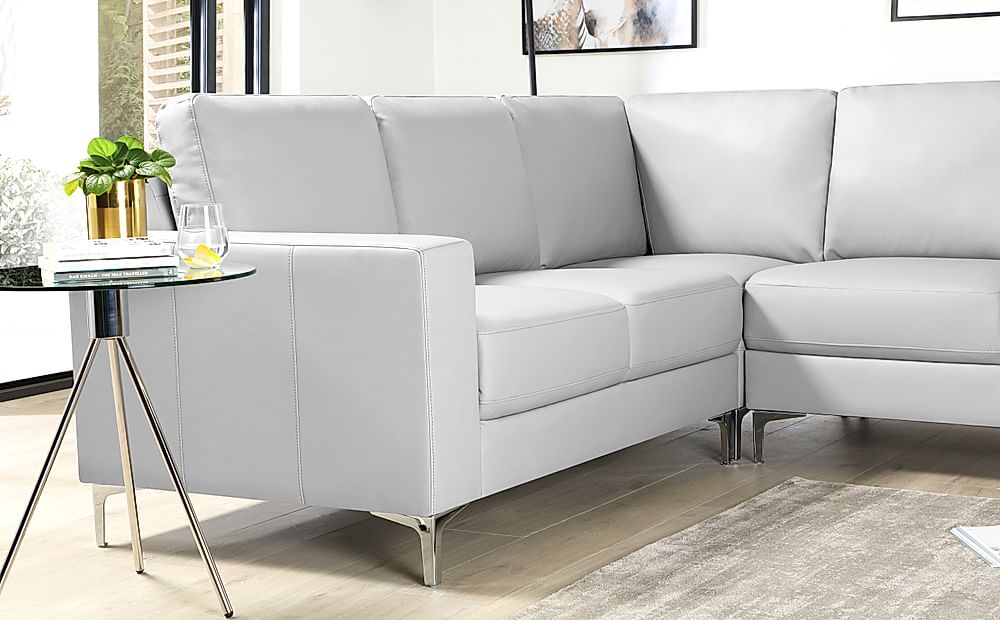 Baltimore Corner Sofa Light Grey Premium Faux Leather