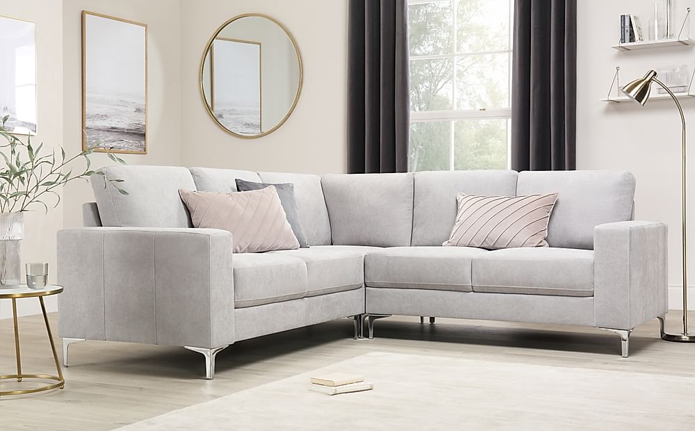 Baltimore Corner Sofa, Dove Grey Classic Plush Fabric