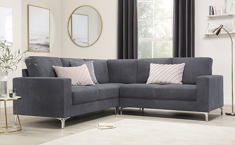 Baltimore Corner Sofa, Slate Grey Classic Plush Fabric