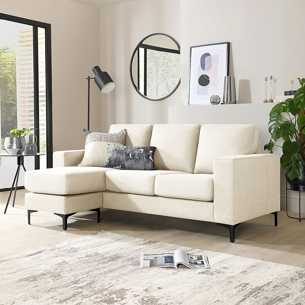 Baltimore L-Shape Corner Sofa, Ivory Classic Plush Fabric