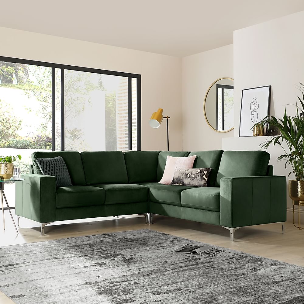 Baltimore Corner Sofa, Moss Green Classic Velvet