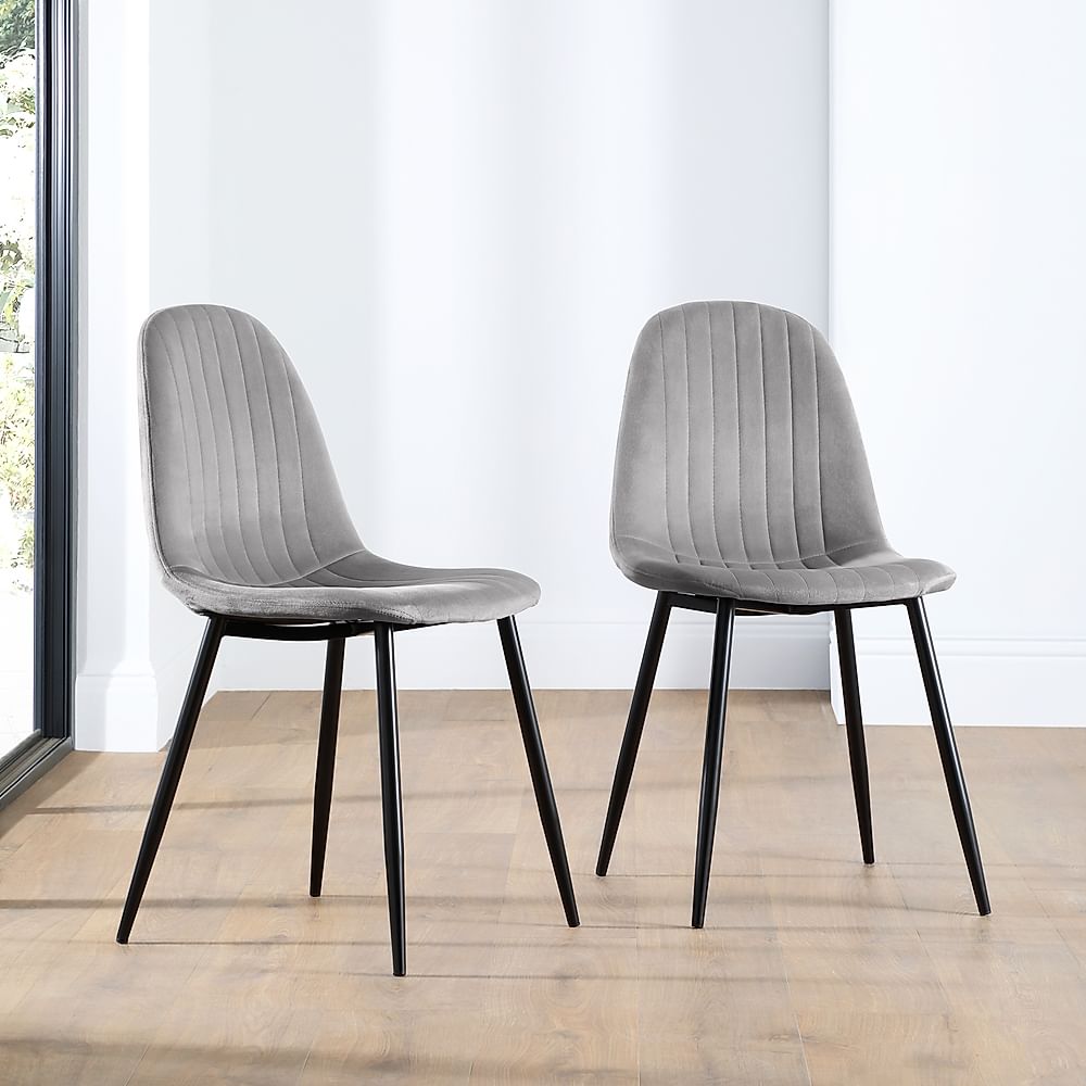 Brooklyn Dining Chair, Grey Classic Velvet & Black Steel