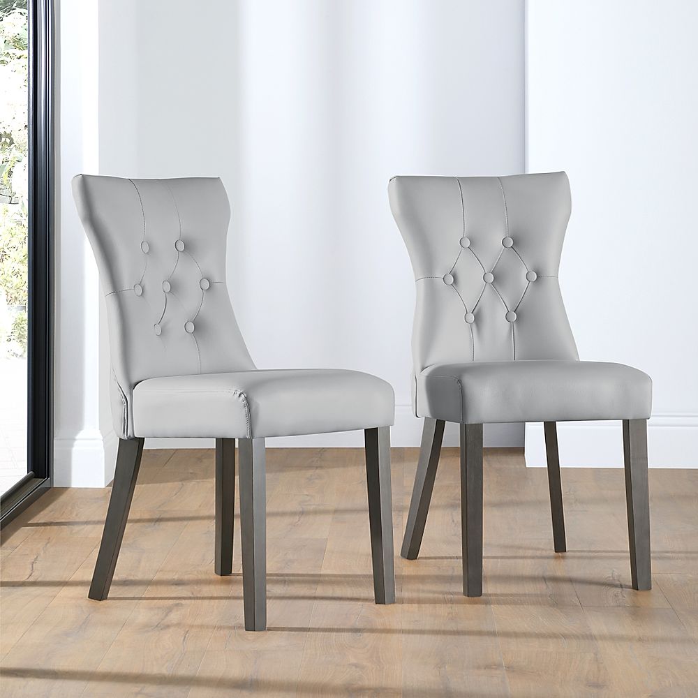 Bewley Light Grey Leather On Back, Grey Dining Chairs With Light Wood Legs