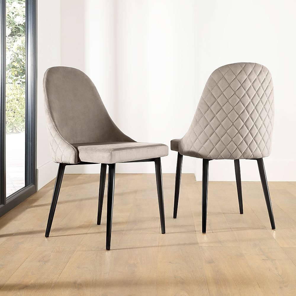 Ricco Dining Chair, Champagne Classic Velvet & Black Steel