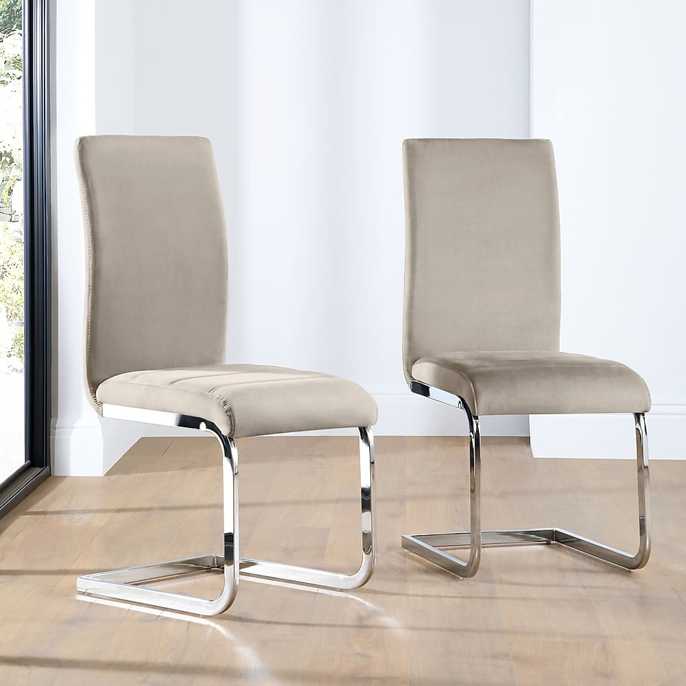 Perth Dining Chair, Champagne Classic Velvet & Chrome