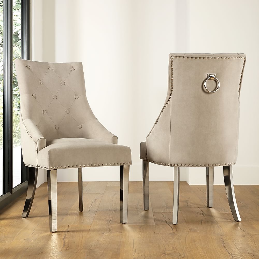 Imperial Dining Chair, Champagne Classic Velvet & Chrome