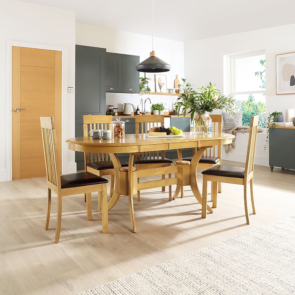 Townhouse Oval Oak Extending Dining, Wood Dining Table And 6 Chairs