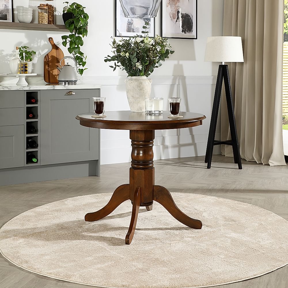Kingston Round Dining Table 4 Bewley Chairs Dark Solid Hardwood