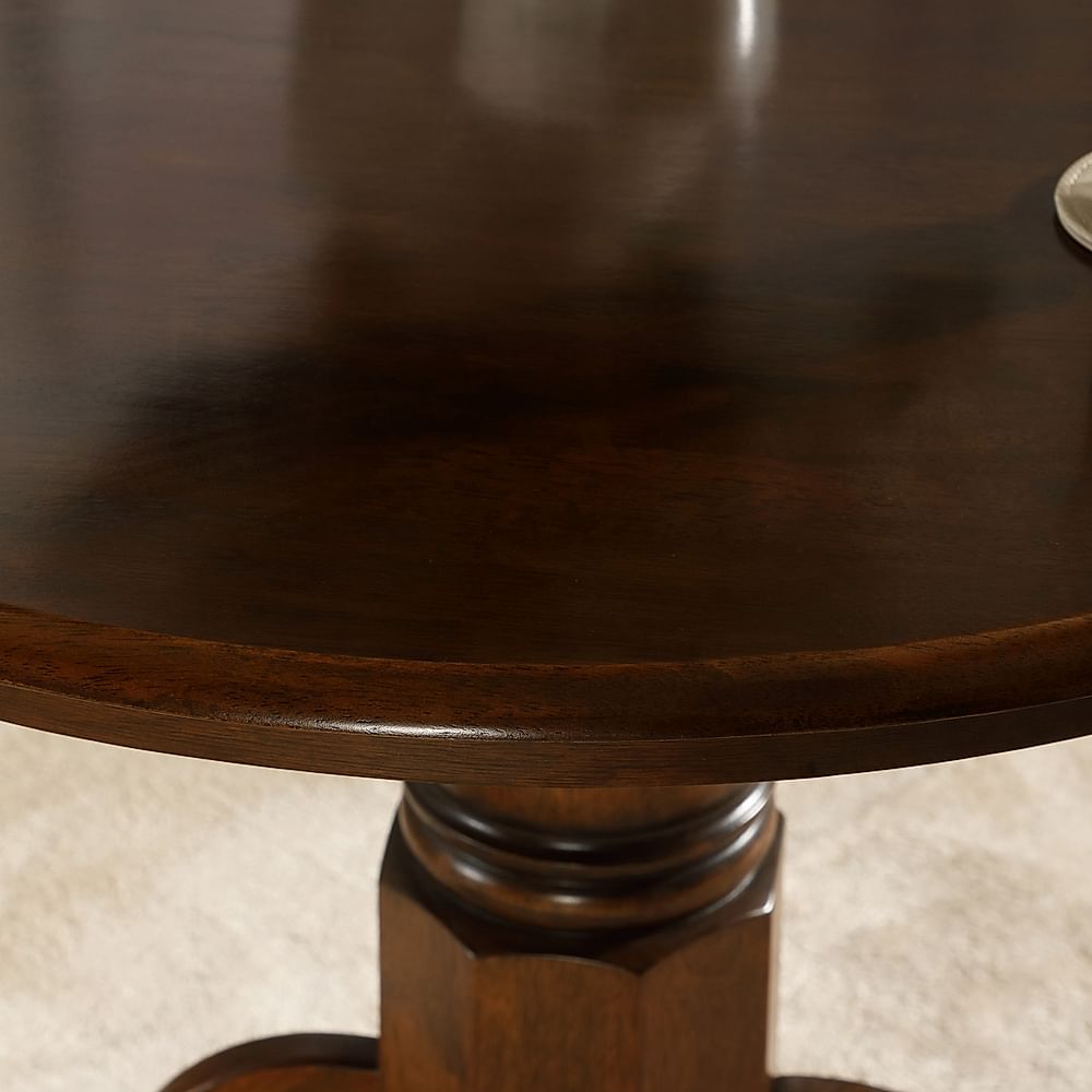 Dark wood on sale pedestal dining table