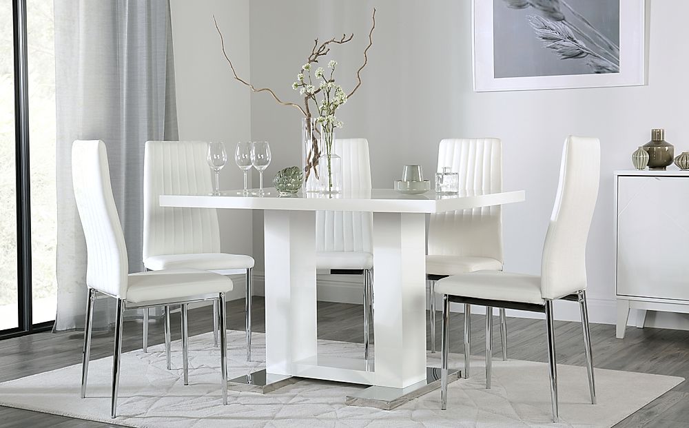 Joule White High Gloss Dining Table, High Gloss Dining Room Tables And Chairs