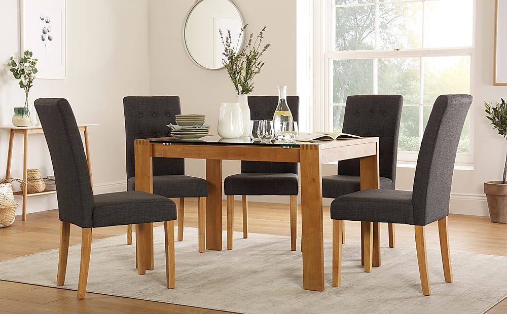 Tate 120cm Oak And Glass Dining Table, Dining Table And 6 Chairs Argos