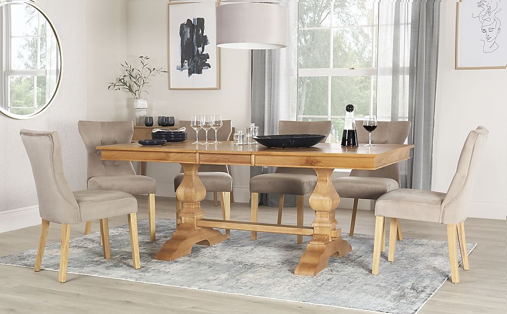 Cavendish Oak Extending Dining Table, Oak Kitchen Table With 6 Chairs