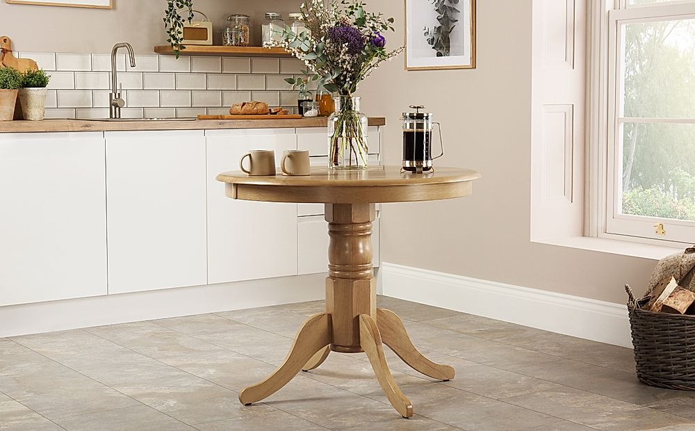 Kingston Round Oak Dining Table With 2, Round Oak Tables Pedestal