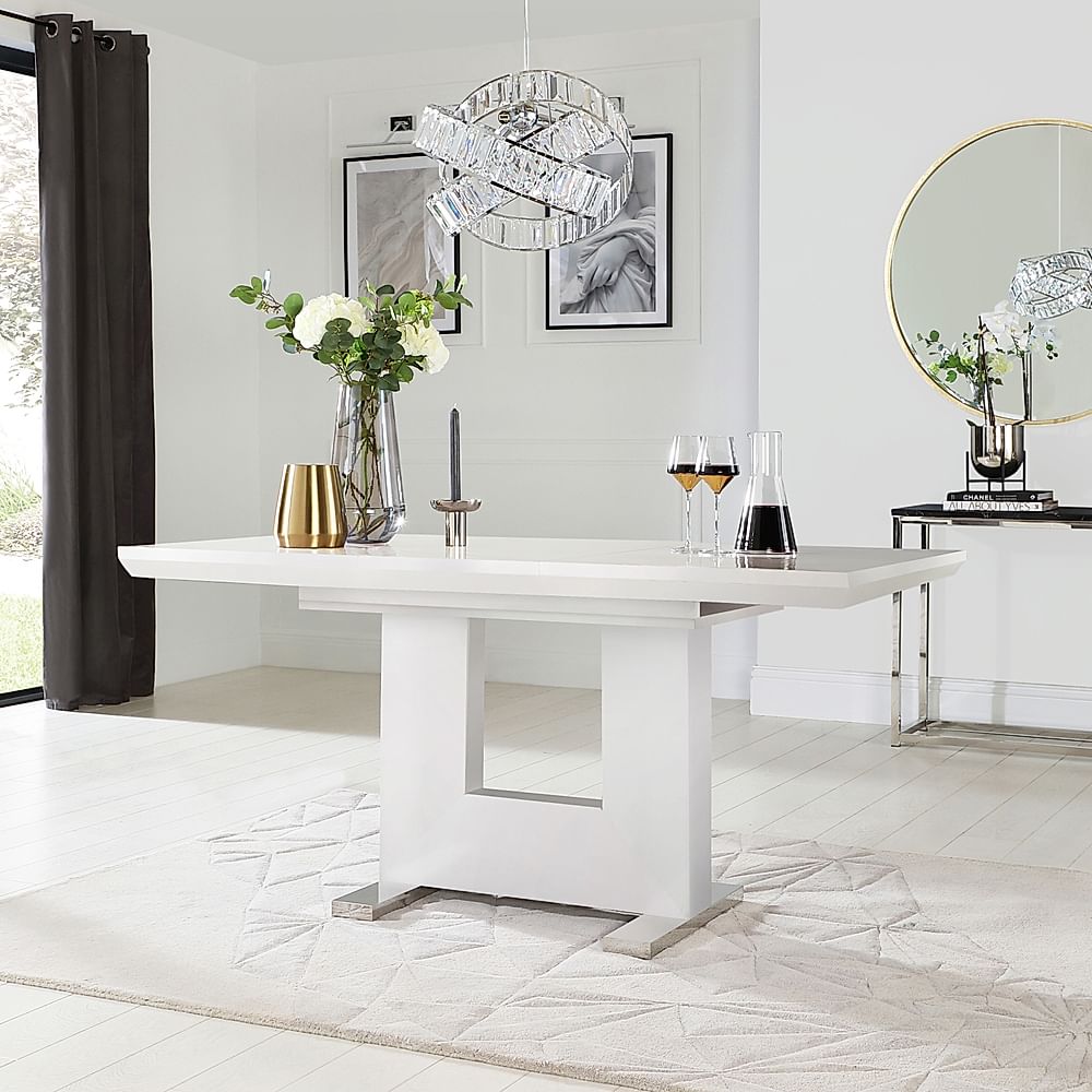 White high gloss extending dining table hotsell and 6 chairs