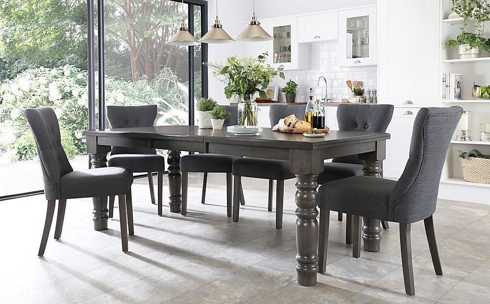 Hampshire Grey Wood Extending Dining Table with 4 Bewley ...