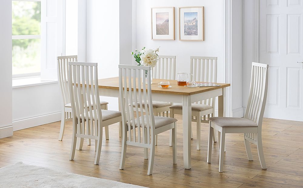 Lindale Ivory And Oak Extending Dining, Ivory Dining Room Table Sets