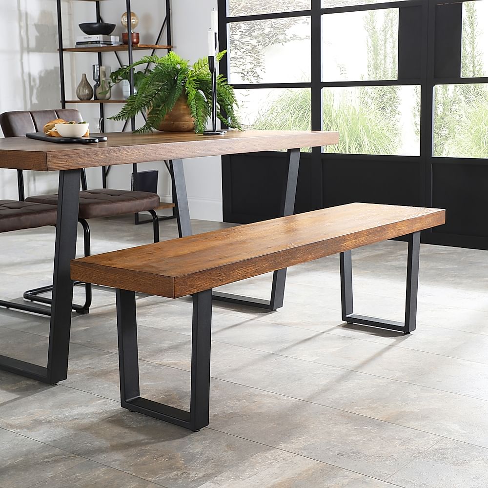 Addison Industrial Dining Table Bench 4 Brooklyn Chairs Dark