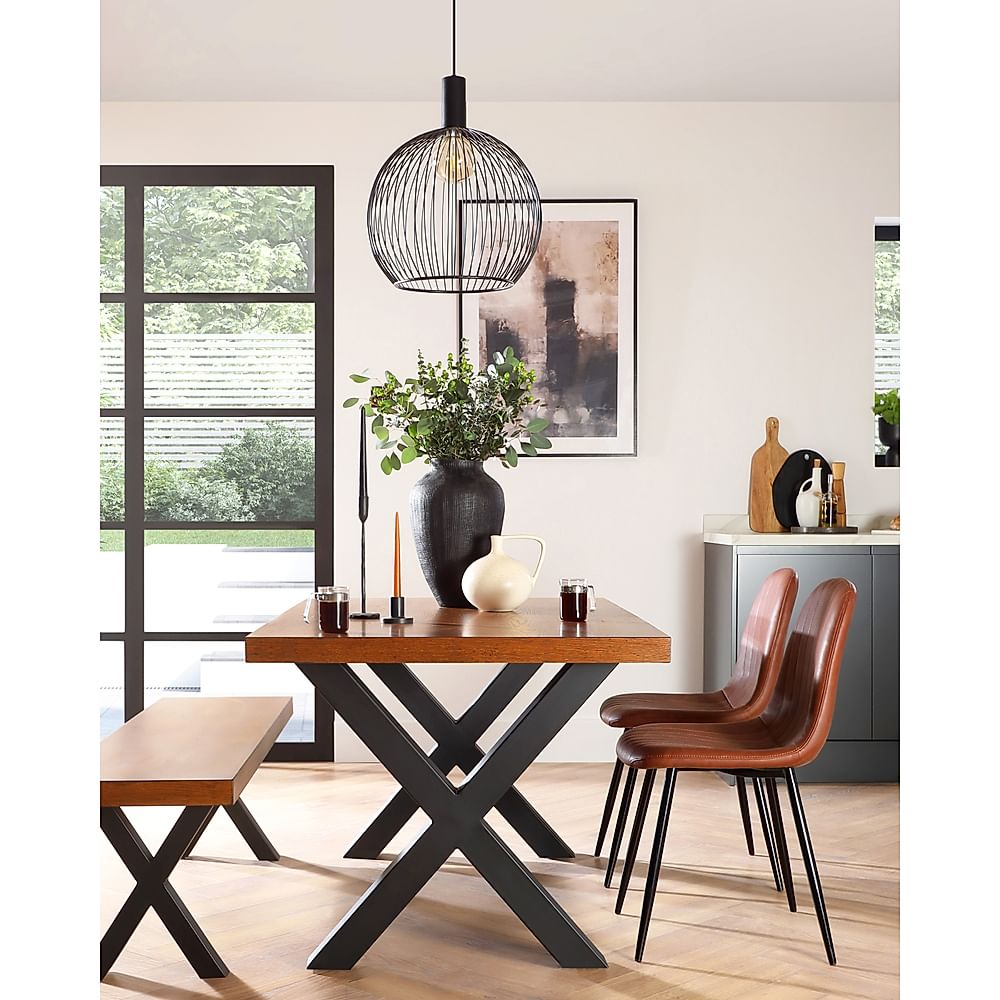 Dark wood on sale table and bench