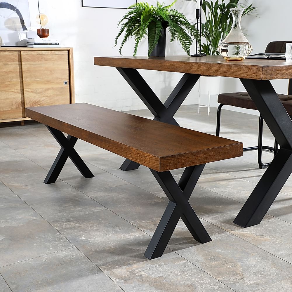 Franklin Industrial Dining Table Bench 2 Brooklyn Chairs Dark