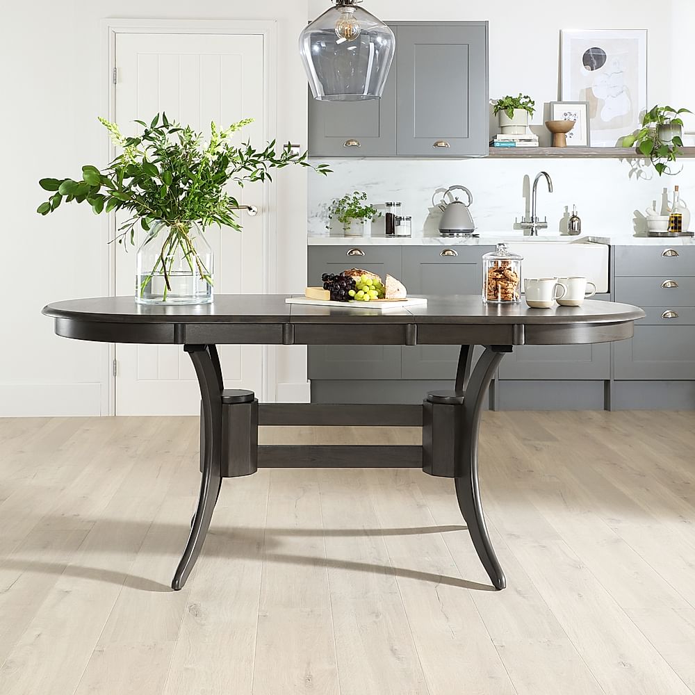 Grey oval dining shop table