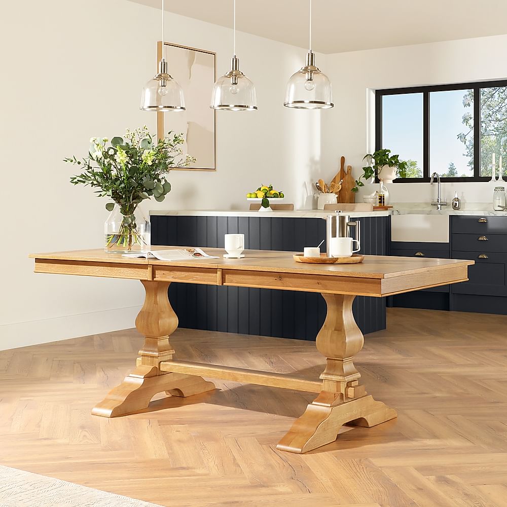 Cavendish Extending Dining Table, 160-200cm, Natural Oak Veneer & Solid Hardwood