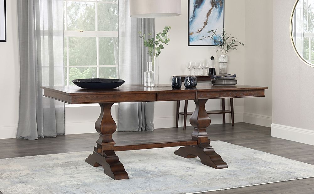 Cavendish Dark Wood 160 200cm Extending, Dark Wood Dining Table With Bench