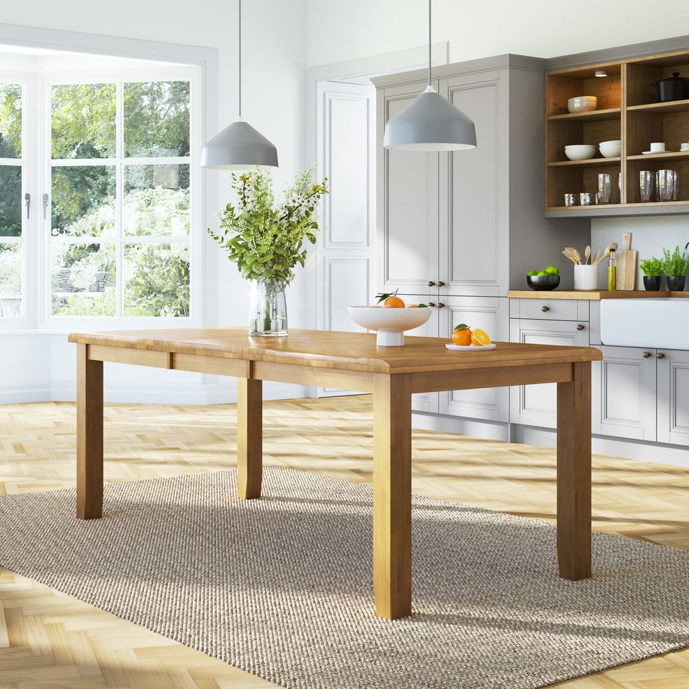 Highbury Extending Dining Table, 150-200cm, Natural Oak Finished Solid Hardwood