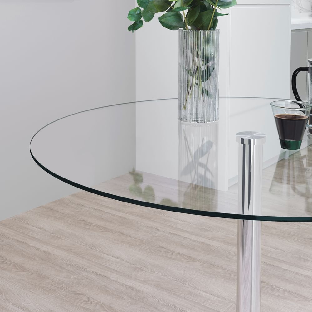Dining table discount glass fitting