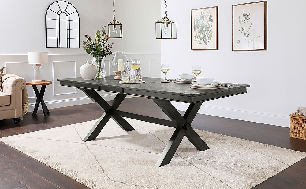 Grange Extending Dining Table, 180-220cm, Grey Oak Veneer & Solid Hardwood