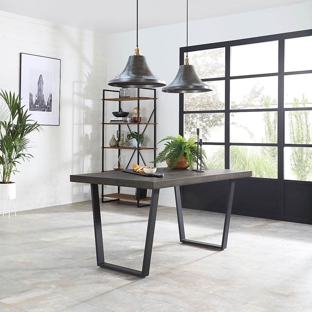 Addison Dining Table, 150cm, Grey Oak Veneer & Black Steel