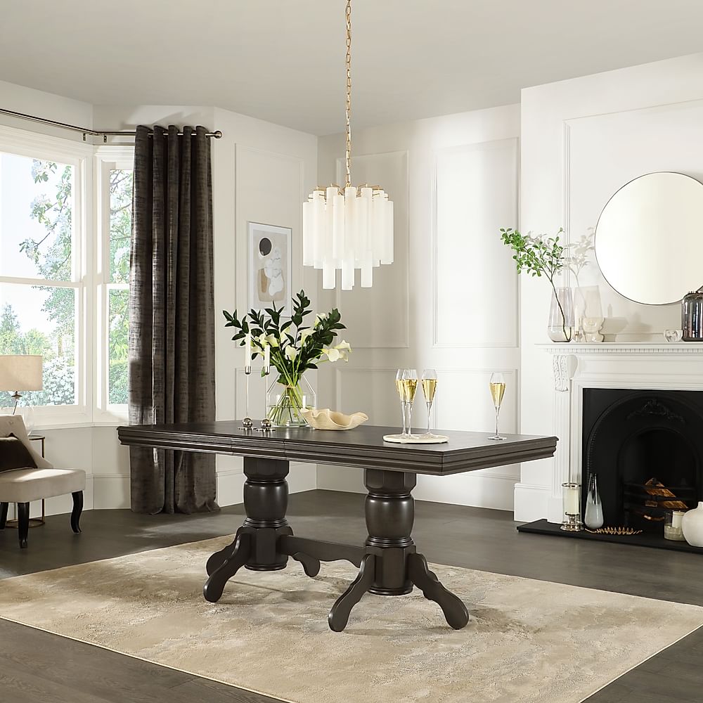 Chatsworth Extending Dining Table, 150-180cm, Grey Birch Veneer & Solid Hardwood