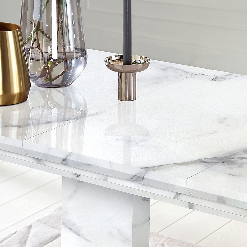 Florence Extending Dining Table 120 160cm White Marble Effect