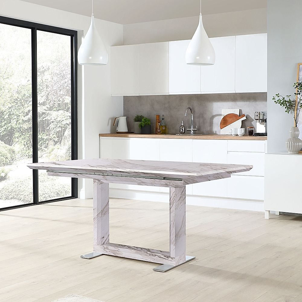 Tokyo Extending Dining Table 160 220cm Grey Marble Effect Only