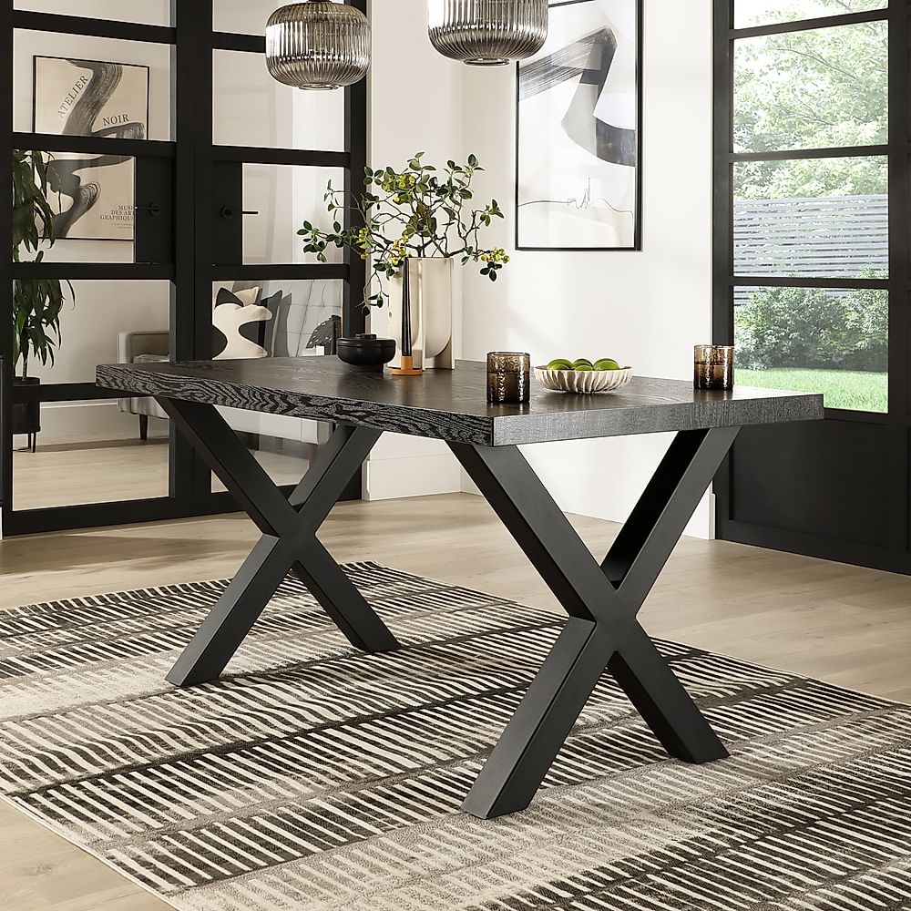 Franklin Dining Table, 150cm, Black Oak Effect & Black Steel