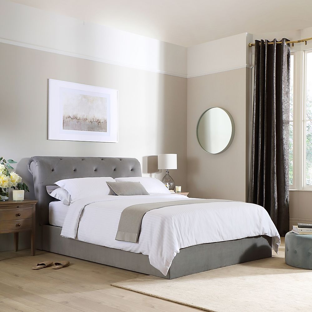 Alderley Double Chesterfield Bed, Grey Classic Velvet