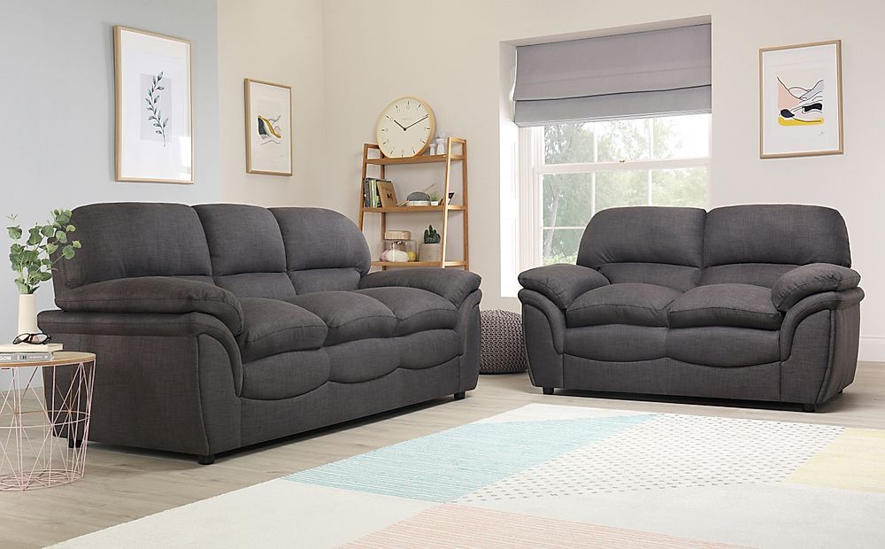 Rochester Slate Grey Fabric 3 2 Seater, 2 Seater And 3 Sofa