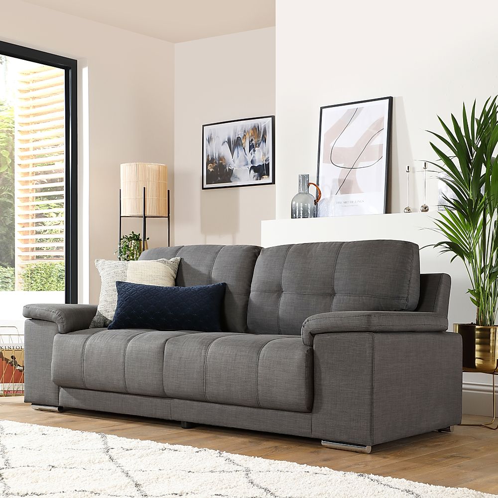 Kansas Slate Grey Fabric 3 Seater Sofa, How Much Material To Cover A 3 Seater Sofa