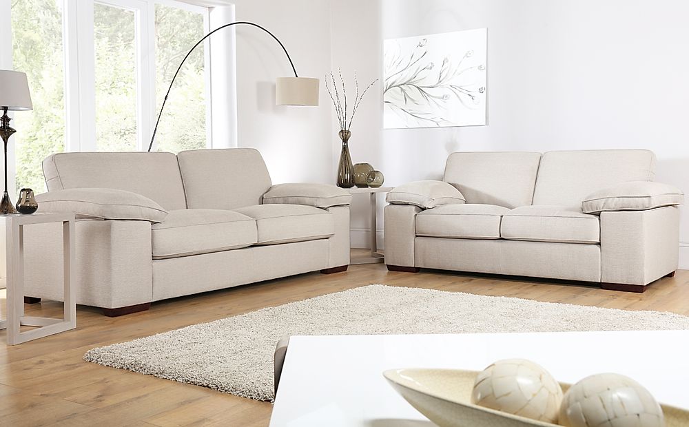 Cassie 3+2 Seater Sofa Set, Linen Classic Linen-Weave Fabric